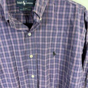 Ralph‎ Lauren Men's Blake Cotton Purple Plaid Shirt Sz Medium
